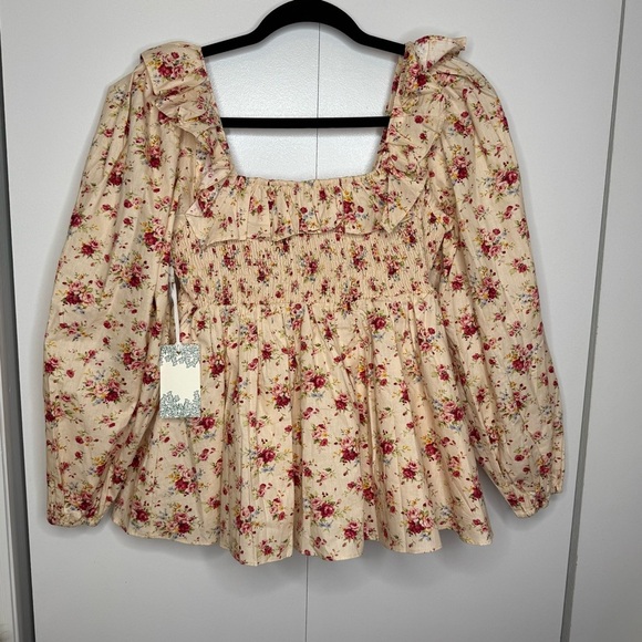 Hyacinth House - Tuckernuck - Addison Floral ruffle sleeve top - small nwt - Picture 9 of 10